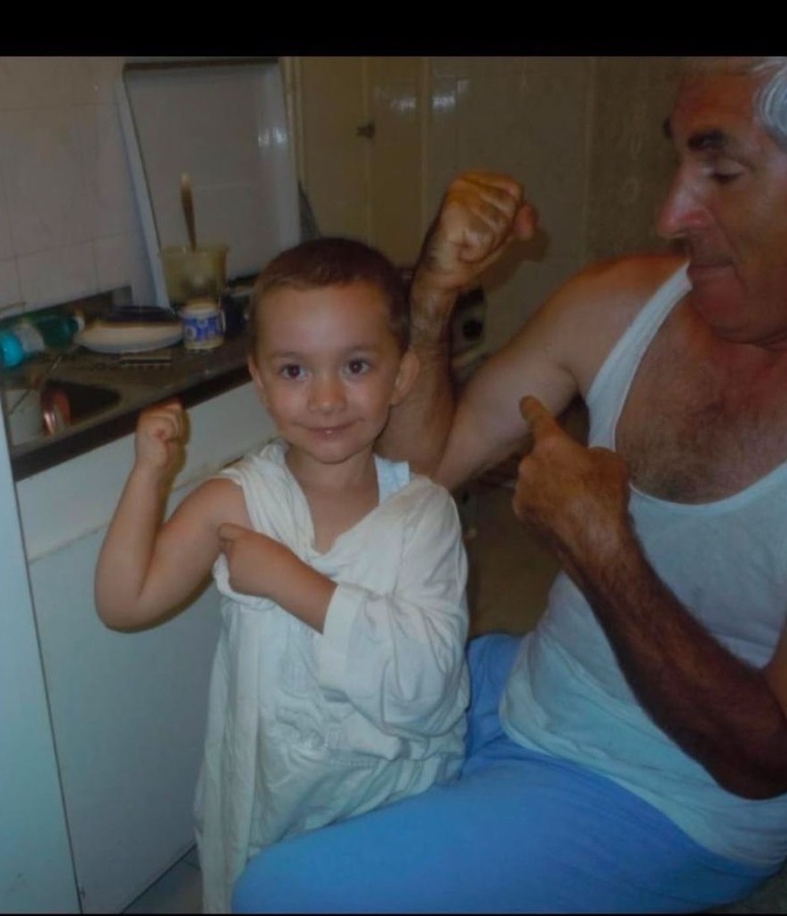 Marius as a child with an older family member